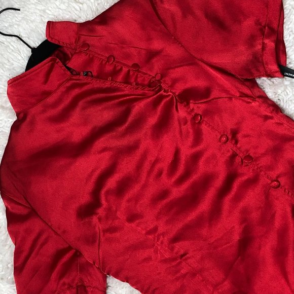 RED PRINT DETAIL BODYCON DRESS - Picture 5 of 5